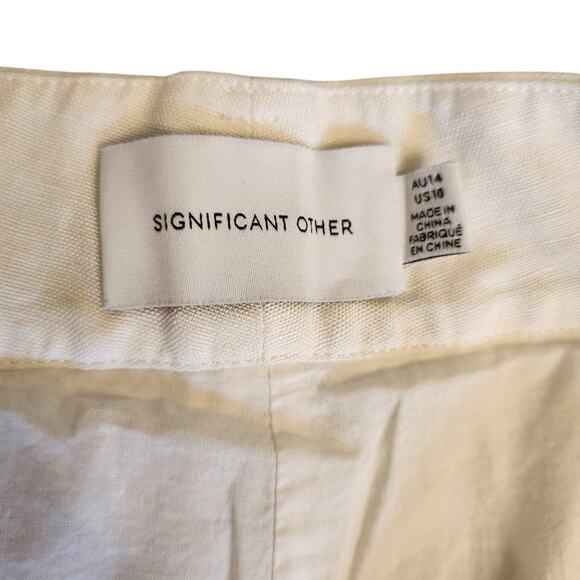 Significant Other Revolve linen Florina Wide Leg Pant in Ivory Size 10 - Picture 4 of 8